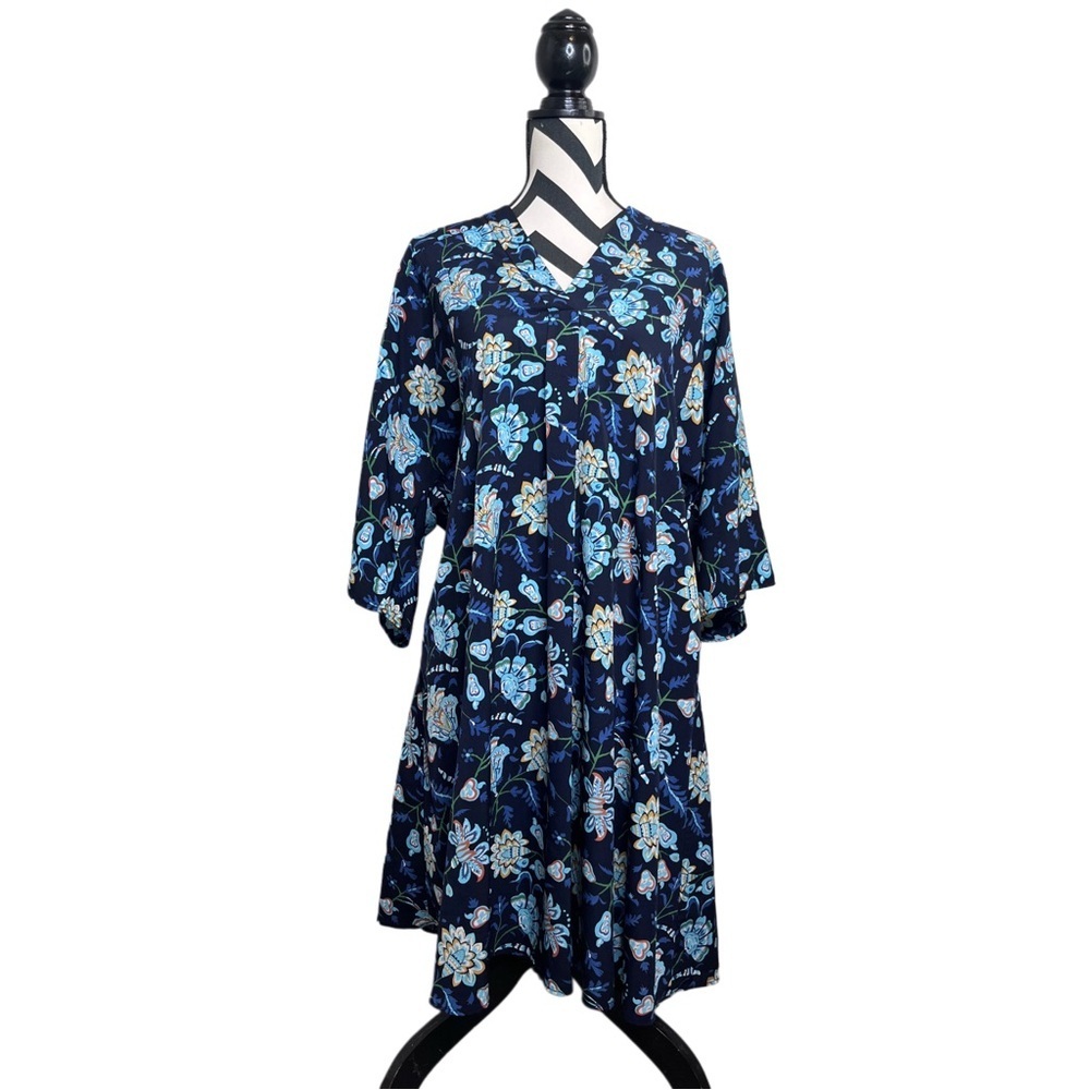 Tome Navy Blue Sz 4 Office Floral Monet Dress